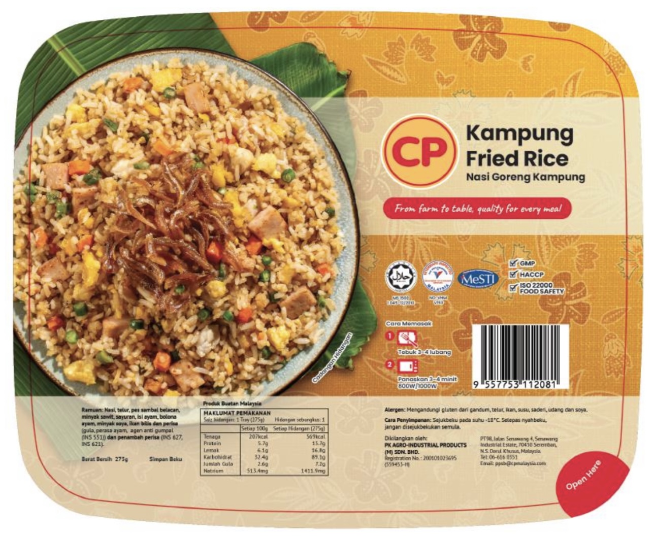 CP Halal Malaysian Kampung Fried Rice 12 x 275g - Upscale Avenue Sdn Bhd