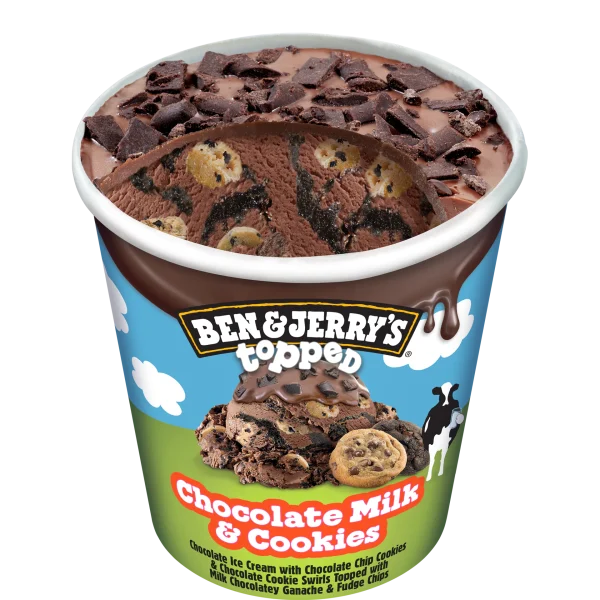 Ben & Jerry Topped Chocolate Milk & Cookies 8x16 Oz (473ml)