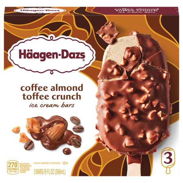 Haagen-Dazs Coffee Almond Toffee Crunch Ice Cream Bars 3 MPK 12x9Oz (266ml)