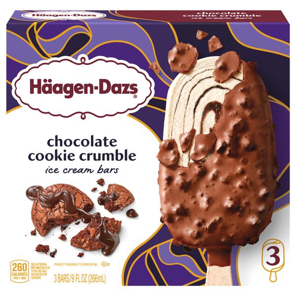 Haagen-Dazs Chocolate Cookie Crumble Ice Cream Bars 3 MPK 12x9Oz (266ml)