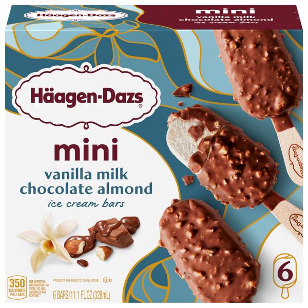 Haagen-Dazs Mini Vanilla Milk Chocolate Almond Ice Cream Bars 6 MPK 8x11.1Oz (326ml)