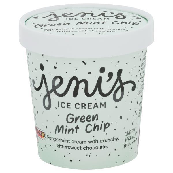 Jeni's Green Mint Chip Ice Cream 8x16Oz (473ml)