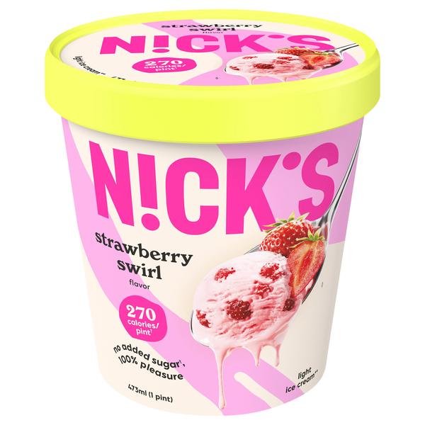 N!ck's Strawberry Swirl Light Ice Cream 8x16Oz (473ml)