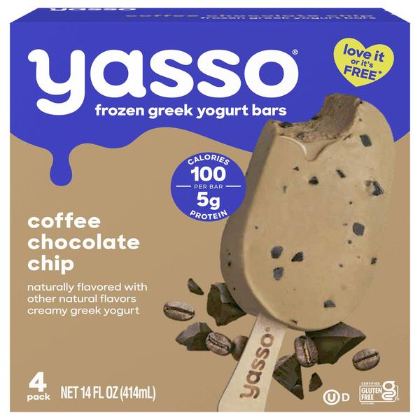 Yasso Coffee Chocolate Chip Frozen Greek Yoghurt Ice Cream Bar 4MPK 8x14Oz