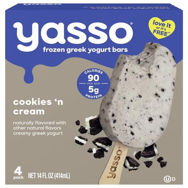 Yasso Cookies 'n Cream Frozen Greek Yoghurt Ice Cream Bar 4MPK 8x14Oz(412ml)