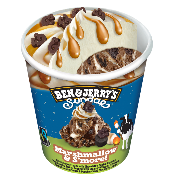 Ben & Jerry UK Sundae Marshmallow & S'more! Ice Cream 8x465ml