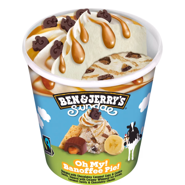 Ben & Jerry UK Sundae Oh My! Banoffee Pie! Ice Cream 8x465ml