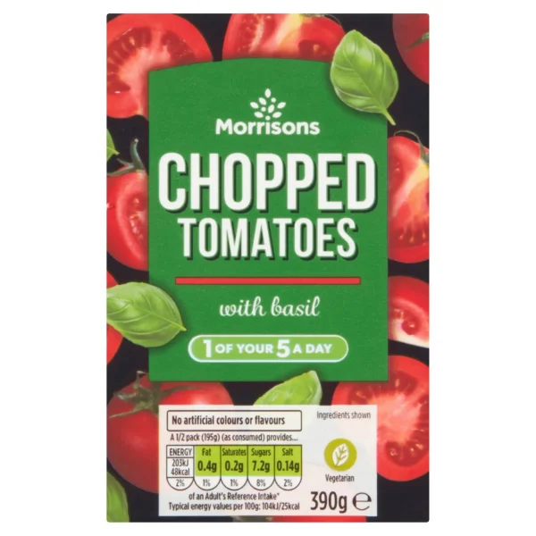 Morrisons Chopped Tomatoes with Basil 16x390g