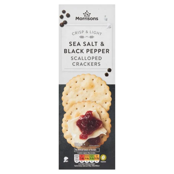 Morrisons Sea Salt & Black Pepper Scalloped Crackers 8x185g