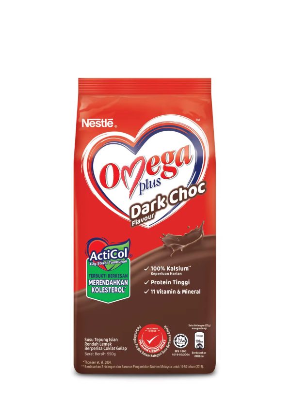 Nestle Omega Plus Dark Choc Milk Powder 12x550g/12x900g